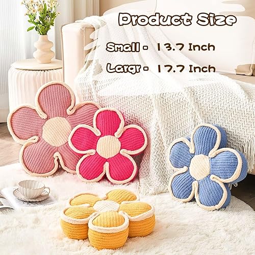 Miniatura 3 de Kcvvcr Almohada de flores, cojín suave en forma de flor, cojín decorativo de flores, bonito cojín de asiento de flores, almohadas de felpa para