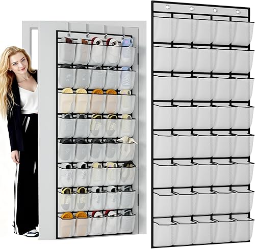 Miniatura 11 de homyfort Organizador de zapatos de 35 bolsillos grandes sobre la puerta, estante de zapatos colgante de tela Oxford extra resistente para armario de
