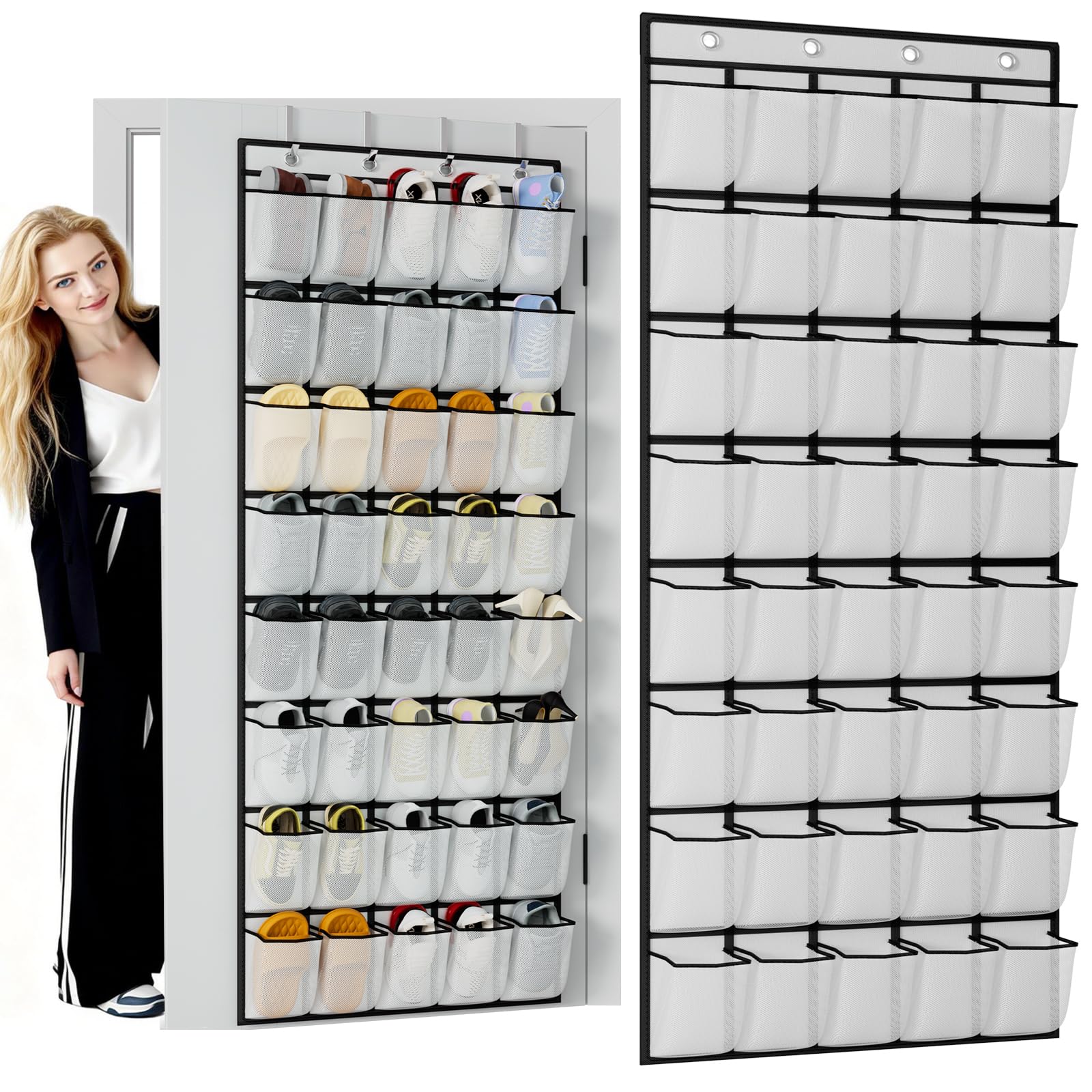 VERONLY Over the Door Shoe Organiser- Hanging Shoe Organiser with 40 Large Breathable Mesh Pocket, Space Saving Hanging Shoe Rack,Shoe Storage Holder for Entryway Bedroom Closet â image 1
