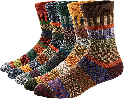 Calcetines de Lana Calientes Para Otoño e Invierno Estilo Vintage Hombre/Mujer 5 pares