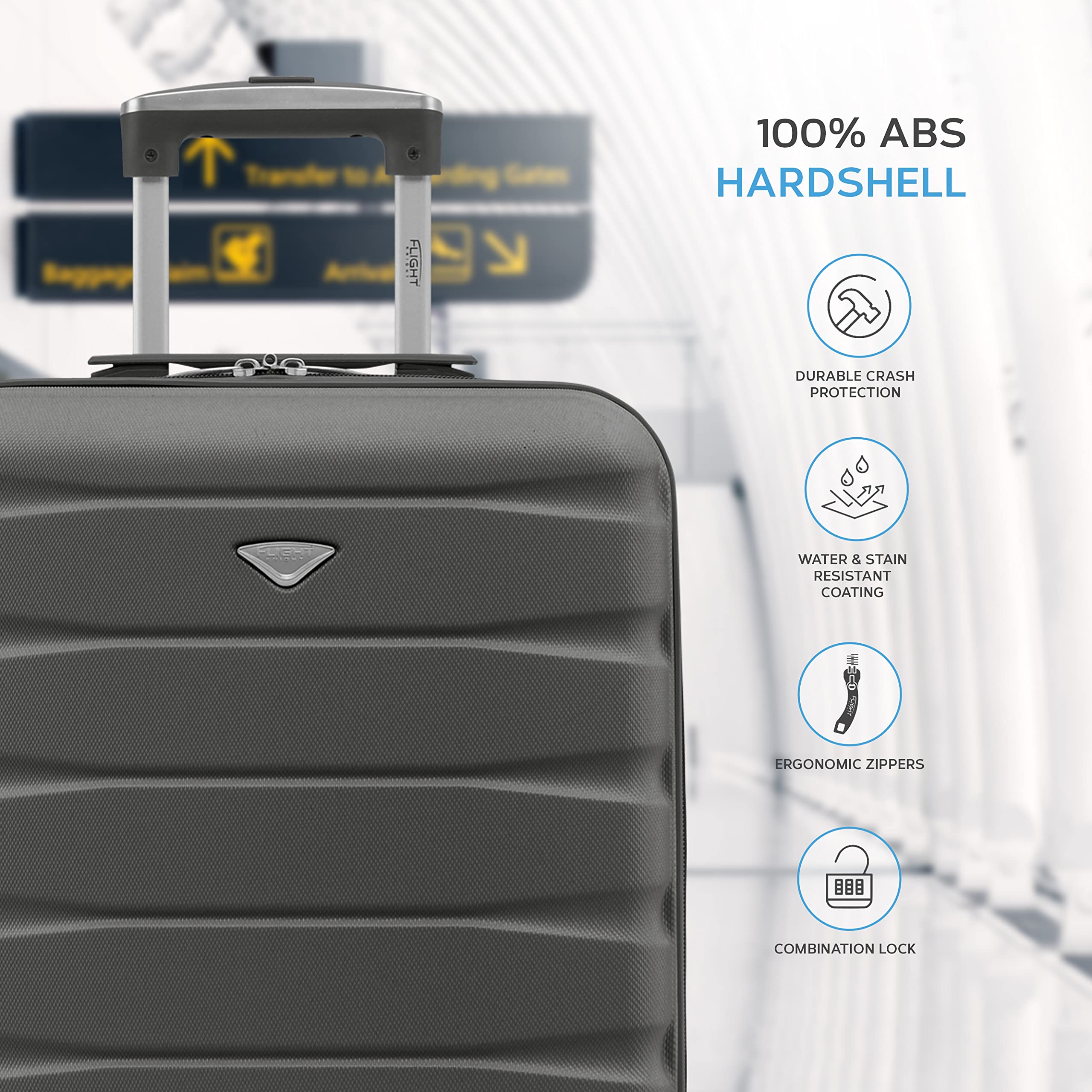 Flight Knight Cabin Suitcase 55x40x20 Ryanair Priority, EasyJet, Jet2 Lightweight Small Durable 4-Wheel Cabin Case, Carry-On for Over 60 Airlines, Hard Shell, 10kg Hand Luggage Bag (55 x 40 x 20 cm)