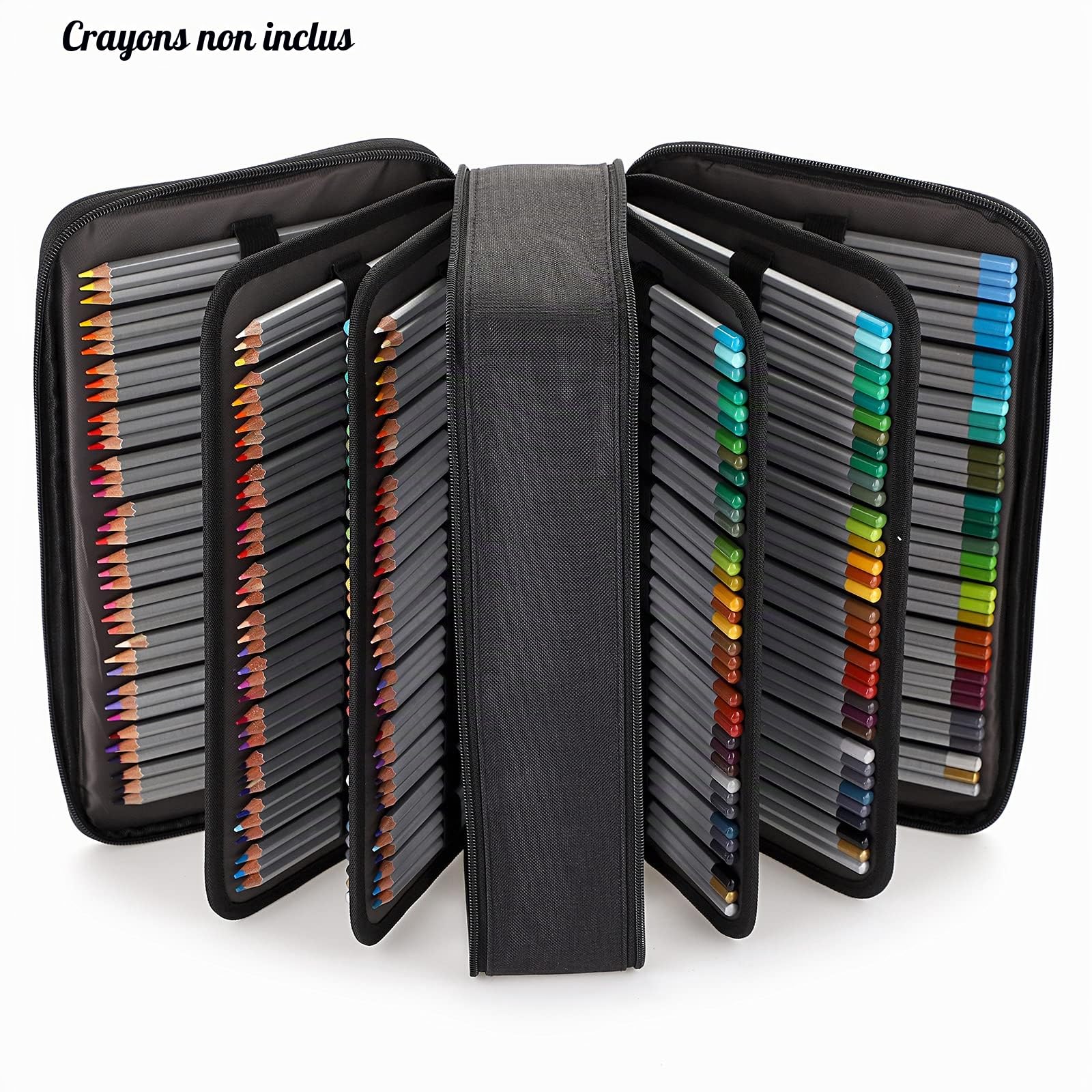 BSTKEY Trousse à crayons 360 emplacements pour crayons de couleur, noir (sans crayons)