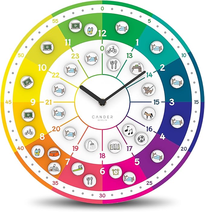 Horloge Murale Silencieuse Pour Enfant - 12 Pouces - Multicolore