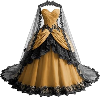 Gothic Lace Appliques Wedding Dresses with Train Ruffle Satin Ball Gown Sweetheart Bridal Gown