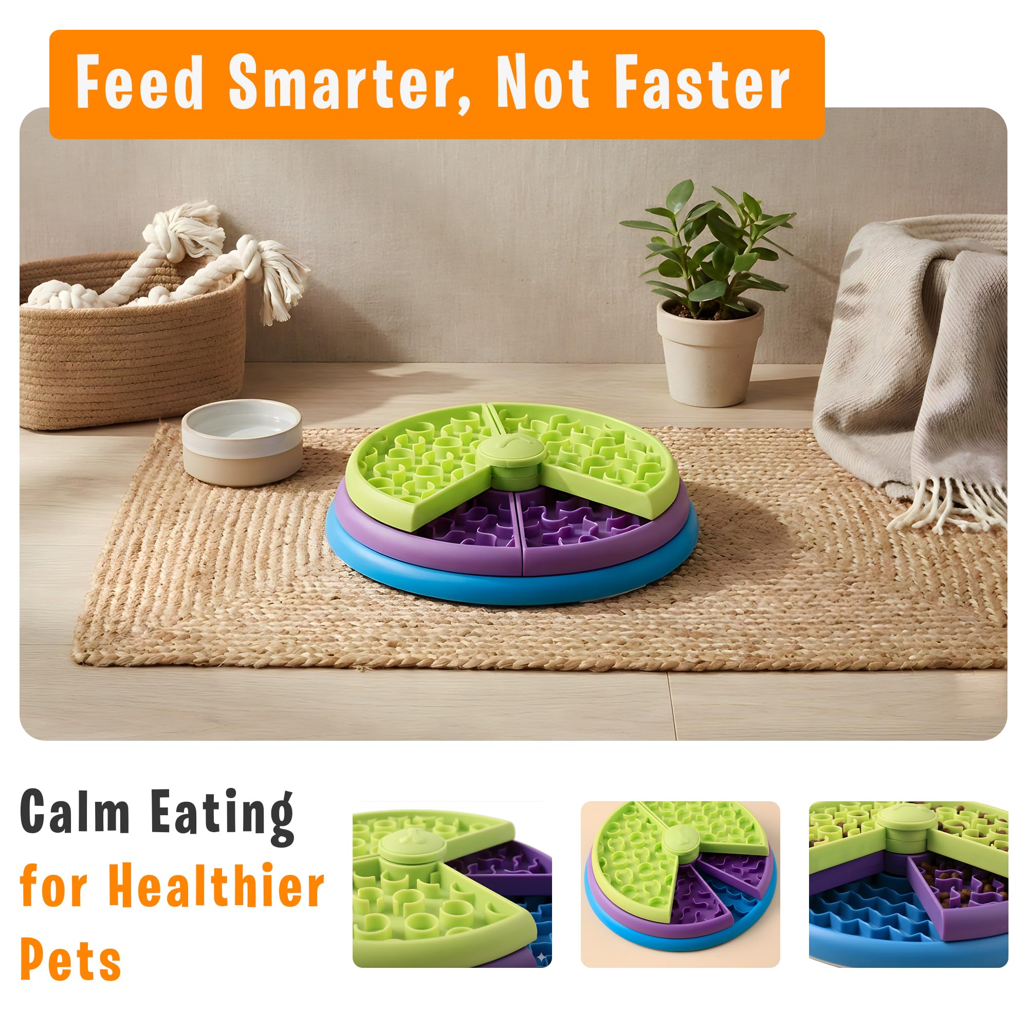 YOLLO Slow Feeder Dog Bowl 3 Levels, Interactive Puzzle Design to Reduce Boredom and Anxiety, Non Slip Dog Slow Feeder for Small Medium Large Dogs, Anti Gulp Design Promotes Healthy Eating - image 4