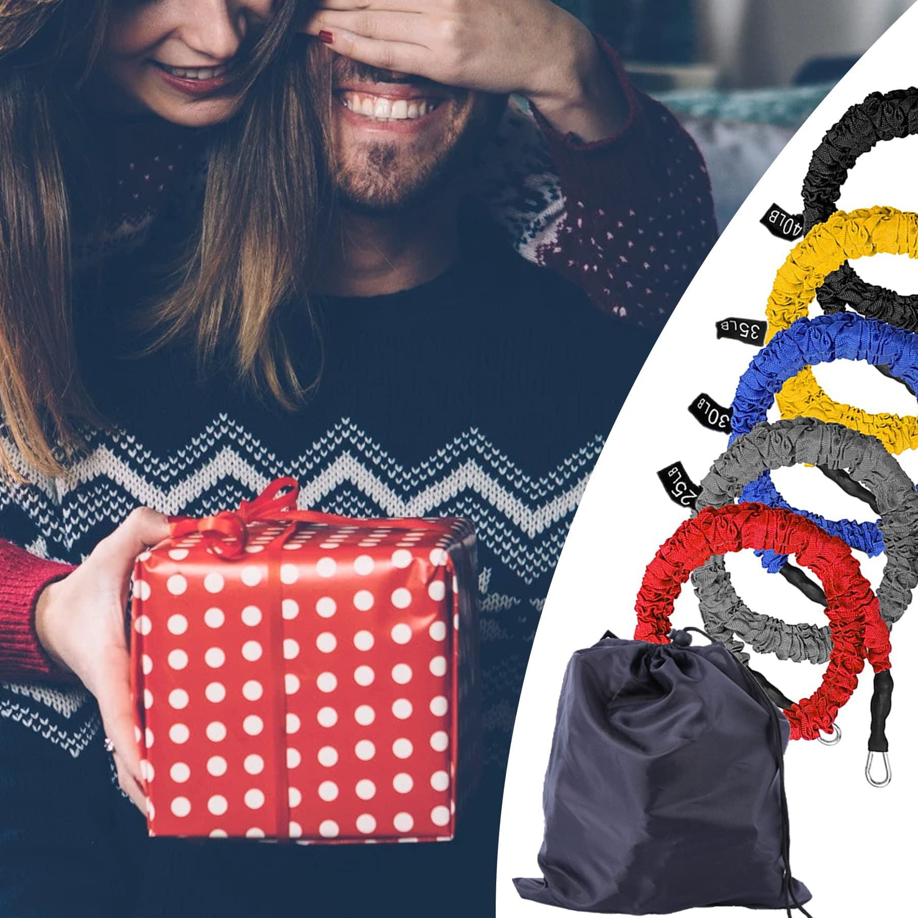 YEAHTOP Set de Bandas de Resistencia, Juego de Gomas Elásticas Fitness hasta 150lbs, Cuerdas de Entrenamiento con 5 Tubos de Látex para Ejercicios Físicos, Crossfit, Musculación, Deporte para Gym/Casa