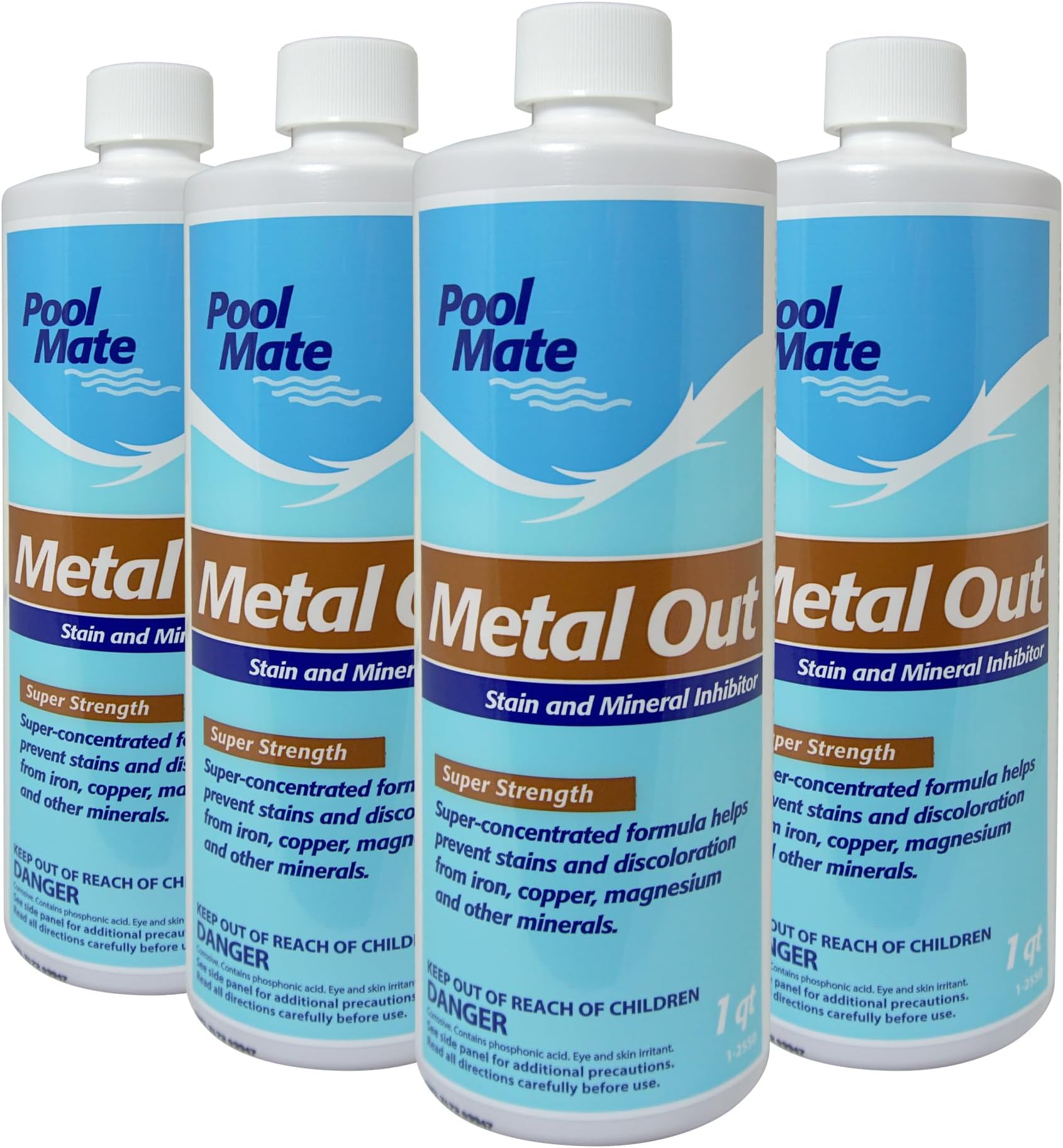 1-Quart 4-Pack Concentrated Metal Out Stain and Mineral Inhibitor, Pool Metal Remover, Stain Remover, Made in USA