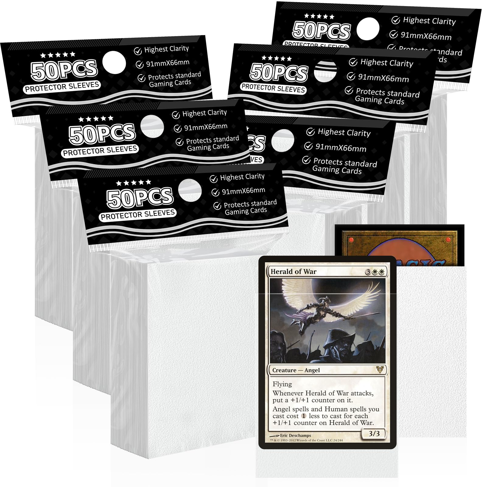 White Matte Card Sleeves for MTG, 300 Pieces Perfect Fit Standard Card Sleeves for Trading Card Sports Cards Baseball Cards TCG Magic, Card Protector for Mini Photo, Sturdy and Nice Shuffling