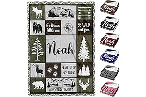 Personalized Baby Blanket with Name - Woodland Design Custom Kid Blanket