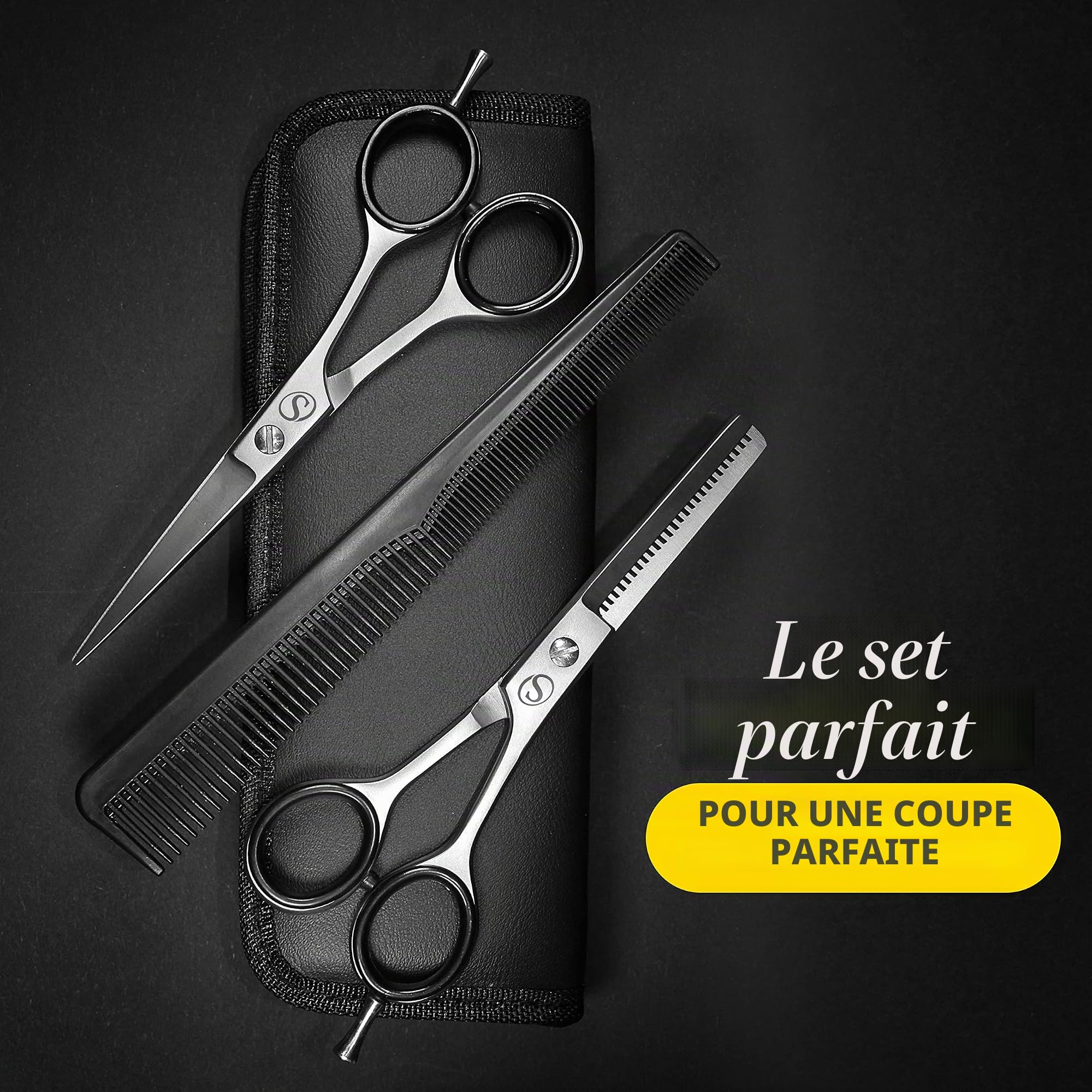 Ensemble de ciseaux à cheveux SCHMIEDWERK | Ciseaux de coiffure coupe nette et précise | Coupe de cheveux parfaite pour hommes et femmes | Ciseaux de coupe de cheveux professionnels avec étui (jeu de
