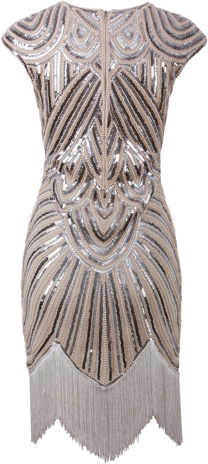 Vijiv Art Deco Great Gatsby Inspired Tassel Beaded 1920s Flapper Dress - Image 4