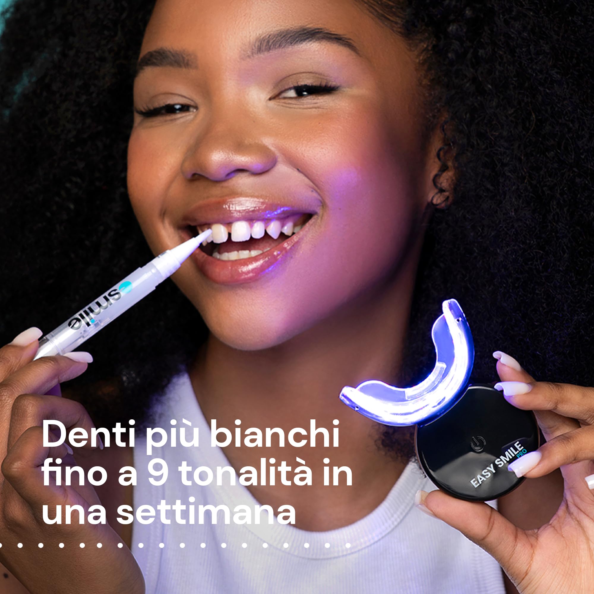 ESMILE: Kit lampada led + Strisce sbiancanti + Carbone