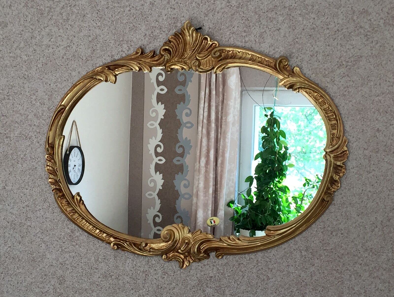 Espejo de pared ovalado dorado antiguo 52 x 42 espejo de baño vintage retro