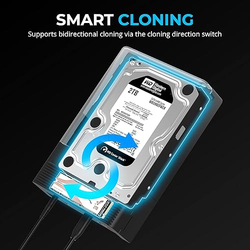 Miniatura 7 de SABRENT Estación de acoplamiento plana USB tipo C para M.2 PCIe NVMe + SATA SSD y HDD de 2.5 pies  3.5 pulgadas con función de clon sin conexión