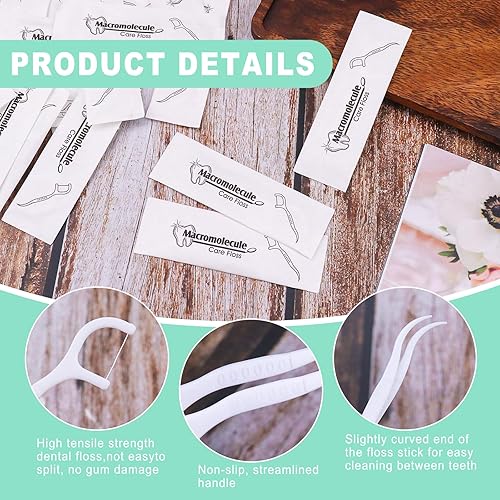 Miniatura 7 de Paquete de 200 hilos dentales envueltos individualmente, bolsa de hilo dental para viajes, hotel, restaurante, oficina, automóvil, hilo dental, púas
