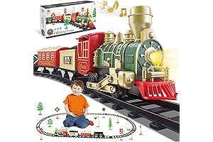 JUQU Train Set: Classic Train Toys for Toddlers with Sound and Lights