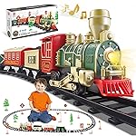 JUQU Christmas Train Set for Kids Ages 3-8 - Battery Operated Toy Train with Lights, Sounds, 3 Cars & 10 Tracks, Classic Christmas Tree Train Set for Under or Around Tree Gift