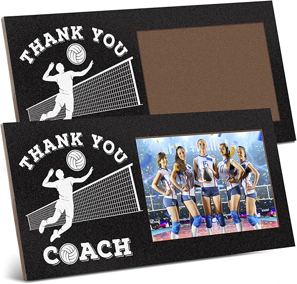 OINETRK 2 Pieces Volleyball Coach Gifts 4 x 6 Inch Photo Frame Two-piece suit Thanks Coach Gift Sports Picture Frame Gifts Wood Picture Decoration for Coaches Appreciation