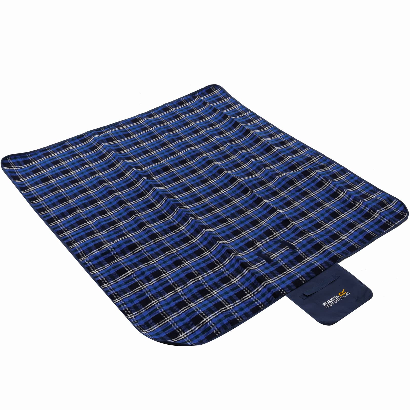 Regatta Outdoor Matio Checked Fold Away Picnic Blanket Rug - Dark Denim