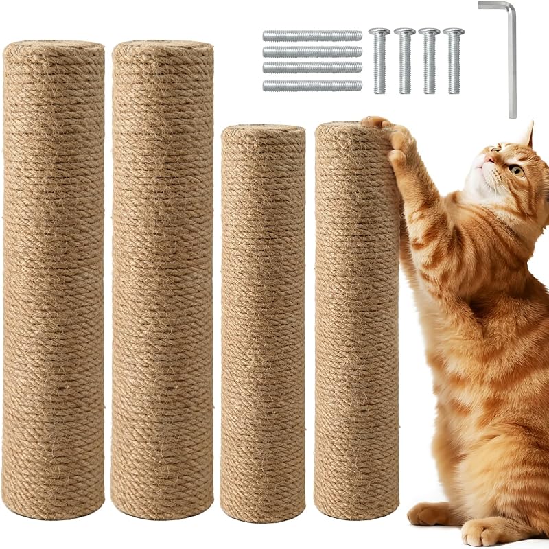Arranhador para Gatos com Corda de Sisal Natural e Parafuso M8 YOCAN, Pacote com 4