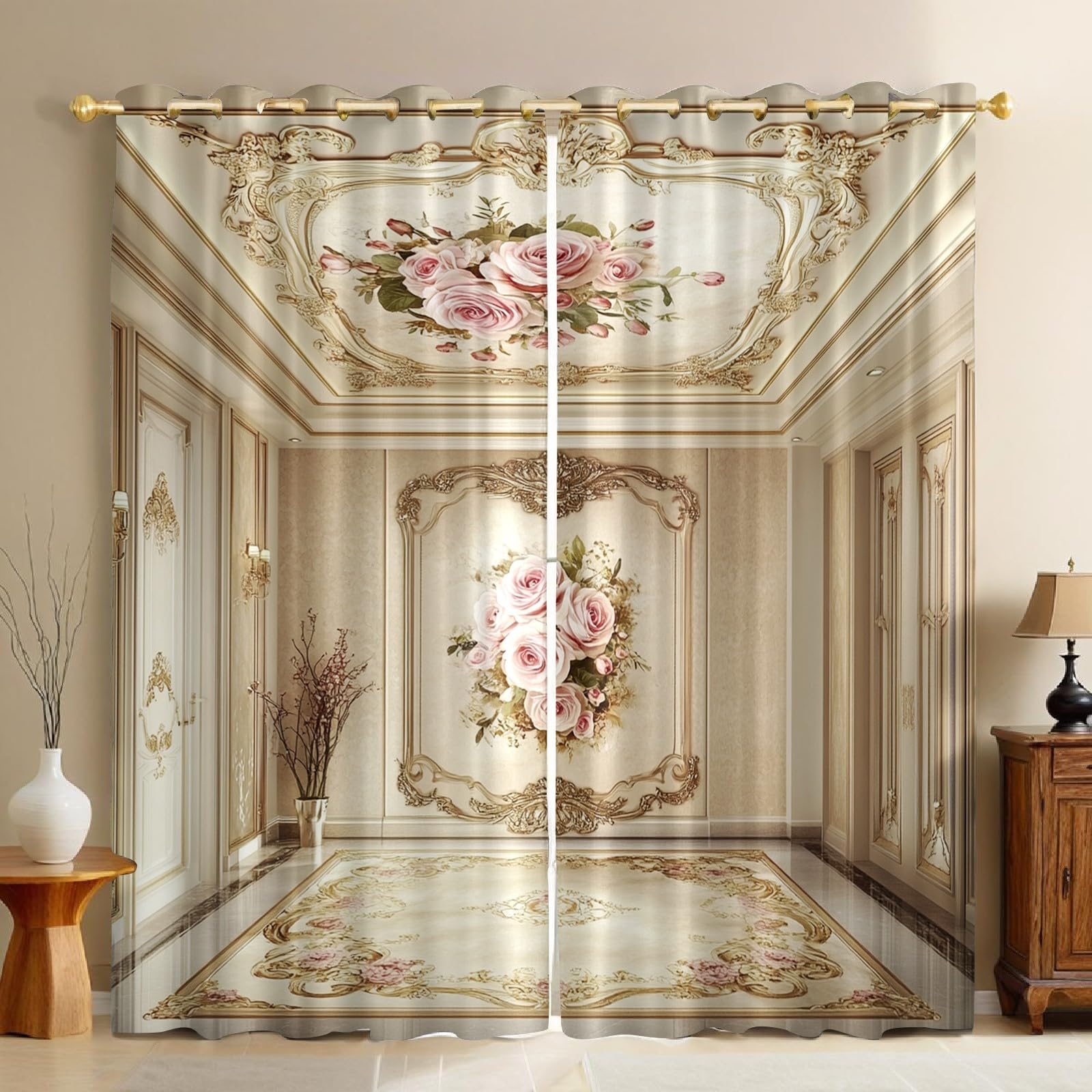 Rideaux occultants thermiques contre le froid et le bruit pour salon beige
