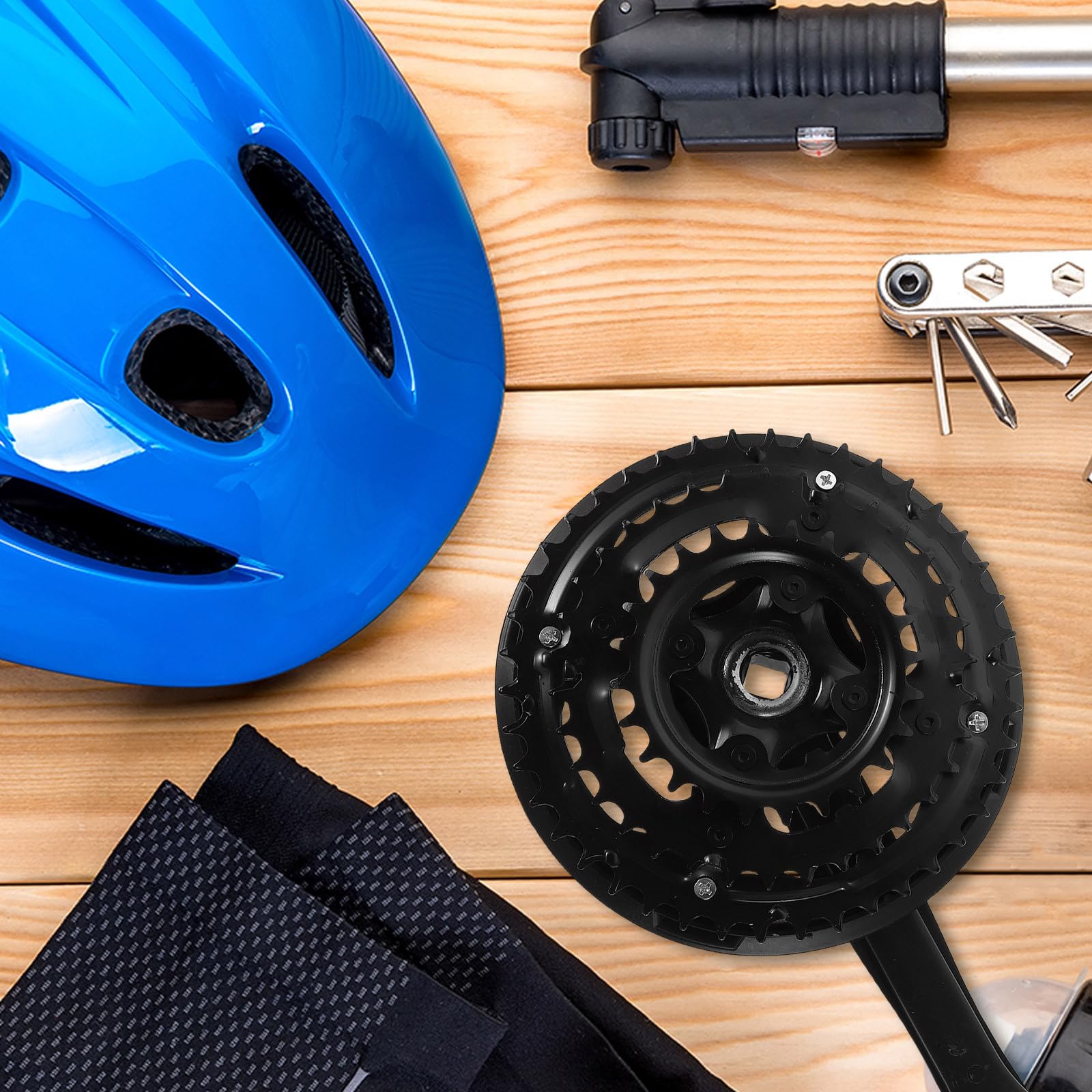 MAGICLULU Guarnitura per Mountain Bike e Bici Pieghevole, Set Pedivelle Destra in Acciaio al Carbonio Corona, Accessorio per Riparazione e Cambio Marcia Fluido, Forniture per Biciclette