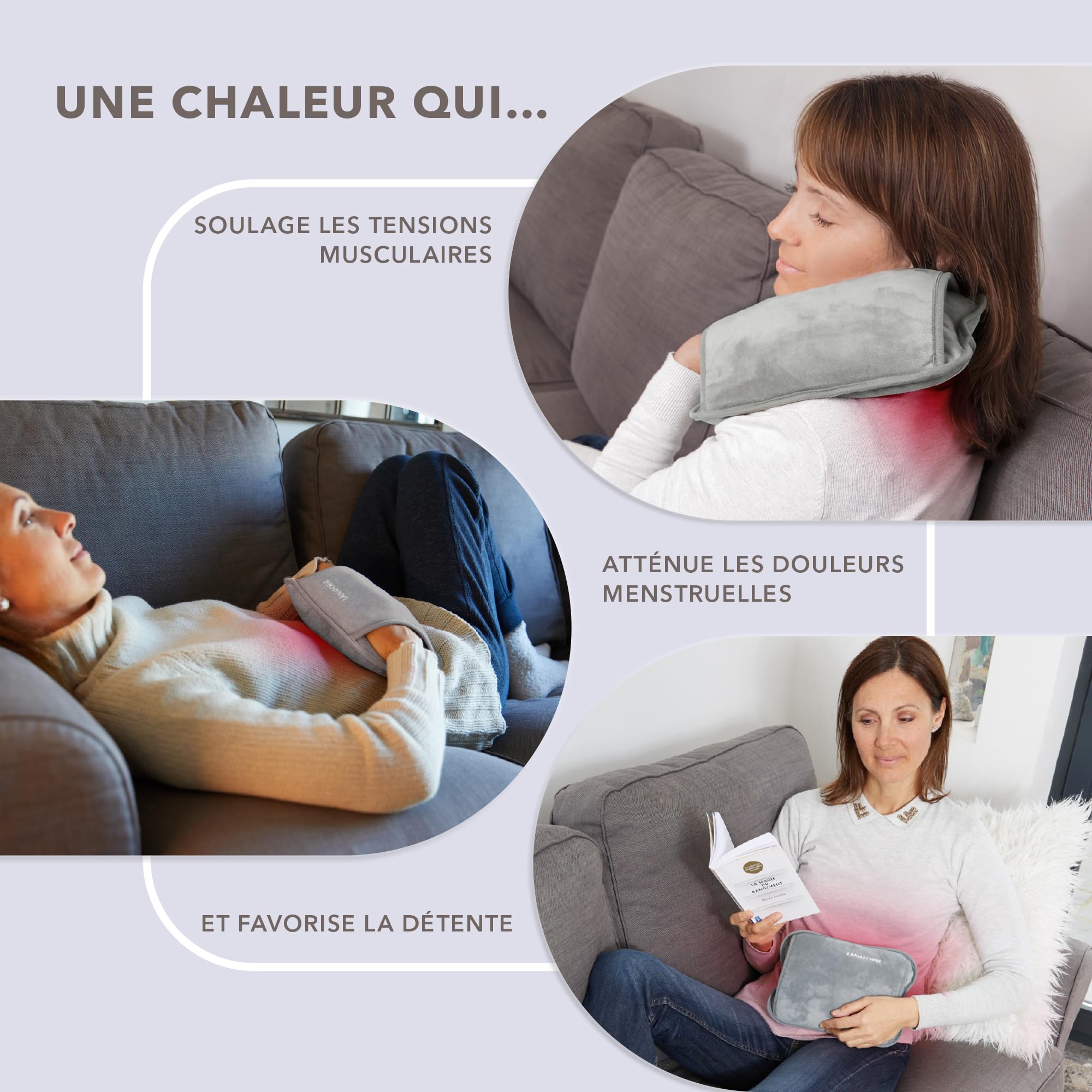 LANAFORM - Hand Warmer (Grey) - Bouillotte Électrique Chauffante - Chauffe Mains Et Pieds Portable - Autonomie De Plus De 3 Heures - Poche Spécifique Pour Les Mains - Matière Douce Et Confortable