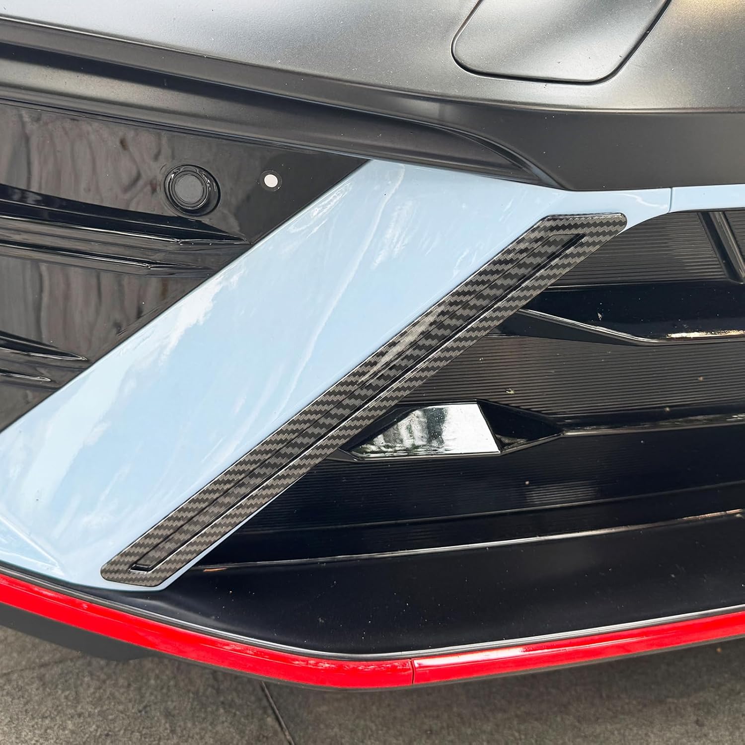 Carbon Fiber Style Front Bumper Cover Trim,Front Bumper Side Frame Cover Compatible with Hyundai Elantra N, N-Line 2024 Accessories