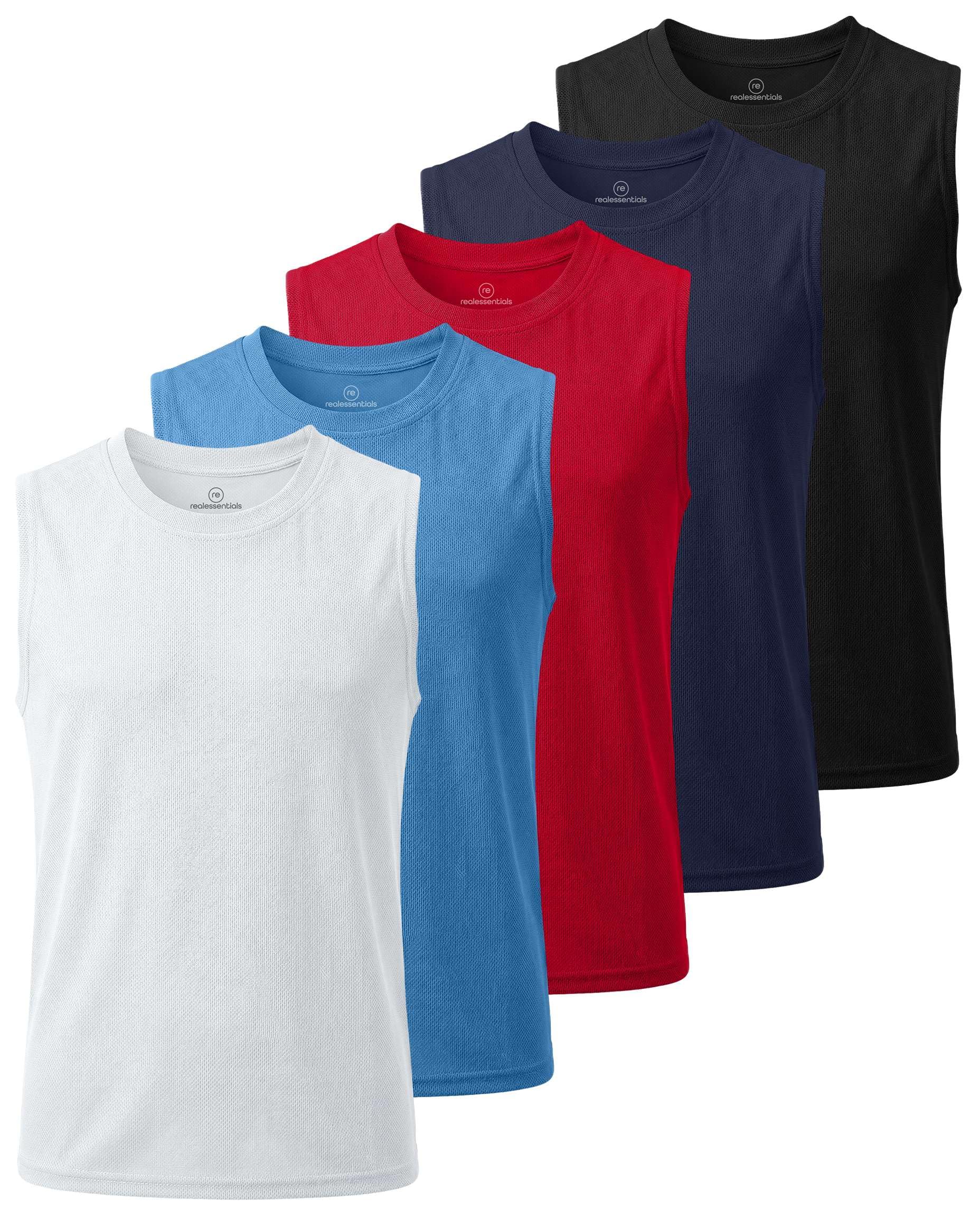 5 Pack Boys' Mesh Tank Tops Dry Fit Athletic Sleeveless Shirts Teen Kids