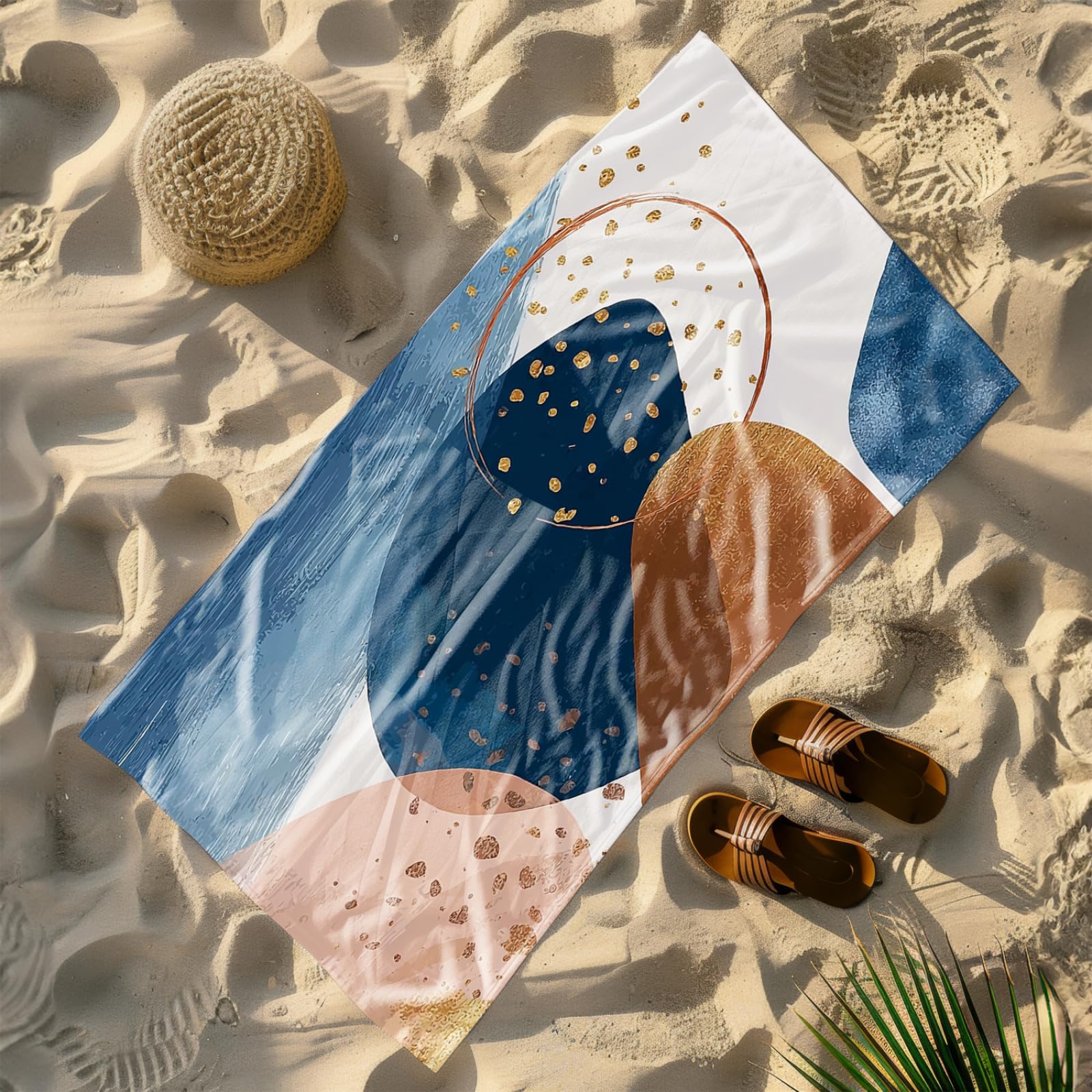 Générique Serviette de Plage 90X180 Graffiti Bleu Foncé Brun