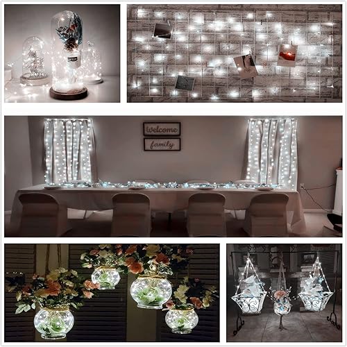 Miniatura 7 de Ranlraka Luces para botella de vino con corcho de 7 pies, alambre plateado, 20 luces LED de hadas blancas frías, funciona con pilas, mini luces de