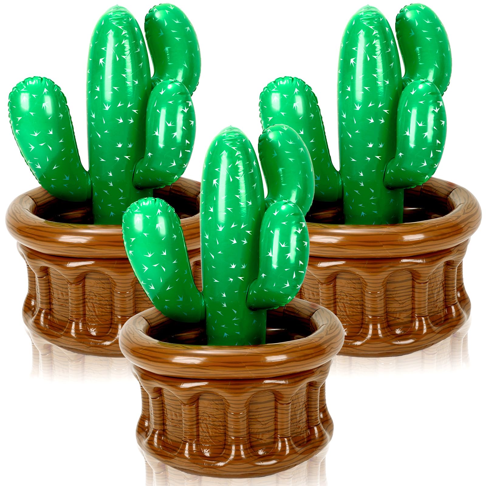 Hiboom 3 Pack Inflatable Cactus 18'' Cactus Prop Decor for Mexicano Fiesta Theme Party Decorations Desert Western Cowboy Theme Party Cinco De Mayo Summer Hawaiian Pool Supplies Beach Backdrop Favor