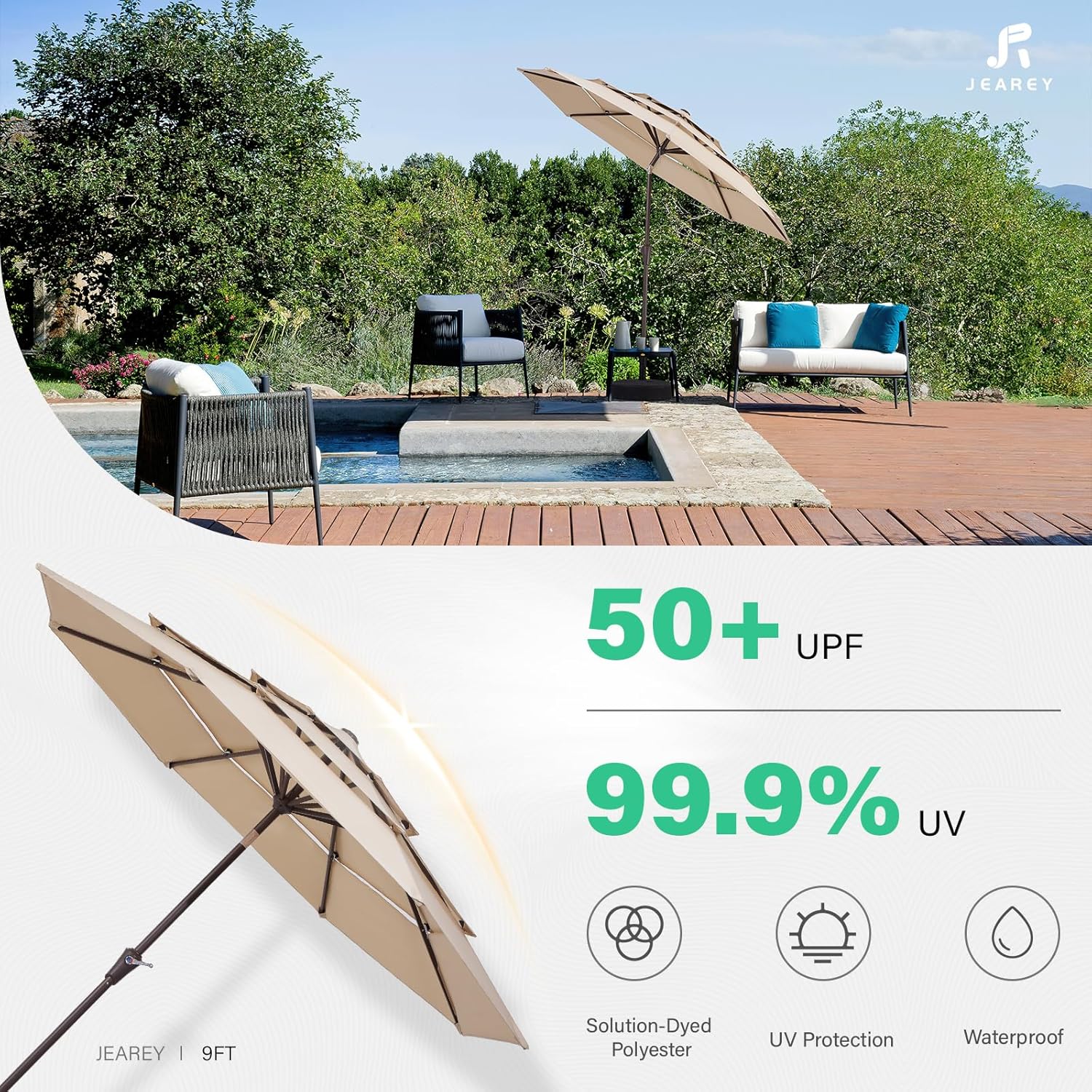 Shade in Style: A Review of the JEAREY 9FT 3-Tier Patio Umbrella