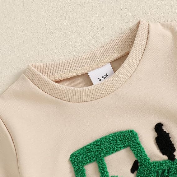 Baby Boy Summer Clothes Tractor Embroidery Short Sleeve Crop Shirt Tops Drawstring Shorts Set Infant Toddler Boy 2pcs Truck Outfits