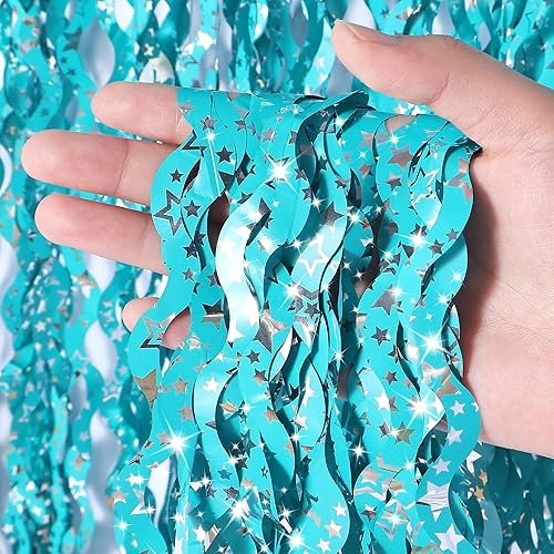 Miniatura 2 de 3 cortinas de oropel ondulado blanco para fiesta, telón de fondo de fiesta con flecos de papel de aluminio con purpurina, decoración de fiesta de