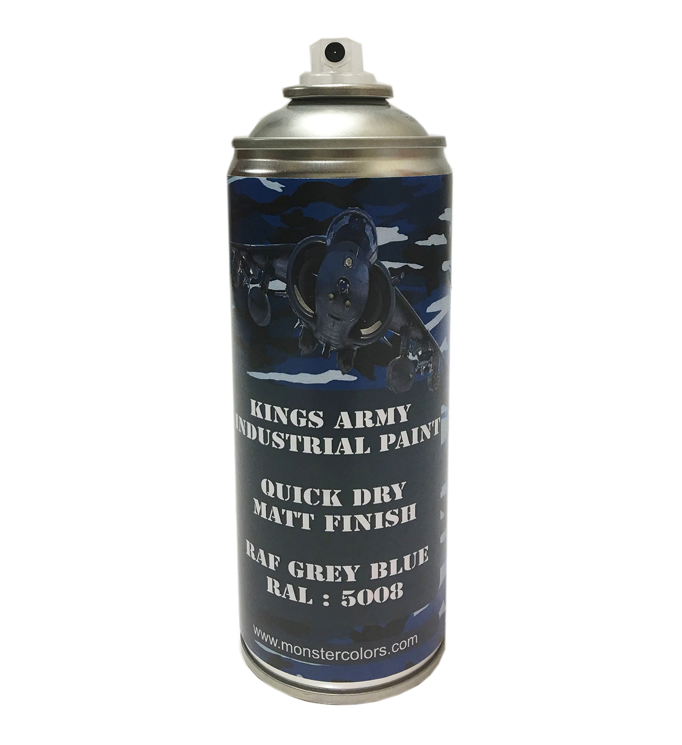 Kings Army RAF Grey Blue Ral 5008 Military Matt Spray Paint 400ml Military Vehicle Paint, Airsoft, Paintball, Model Maker Paint, royal airforce