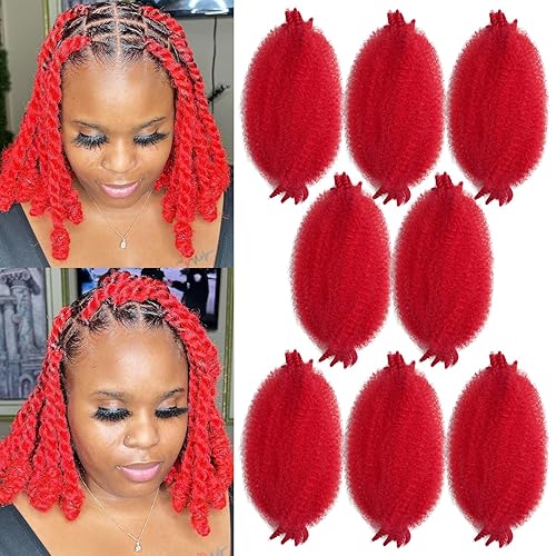 Cabello para trenzas Marley Twist, Cabello Afro Twist Elástico de 12 Pulgadas, Cabello Twist Cubano Rojo, 8 Paquetes de Cabello Spring Twist Kinky