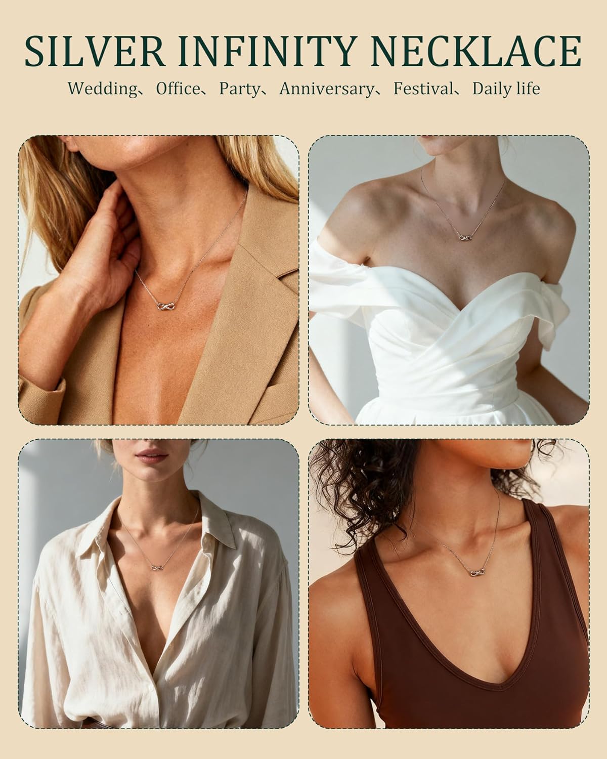 Silver Infinity Necklace for Women-Minimalist Mobius Pendant Necklace, Hypoallergenic Silver Jewelry Gifts for Anniversary Eternity Love - Image 6