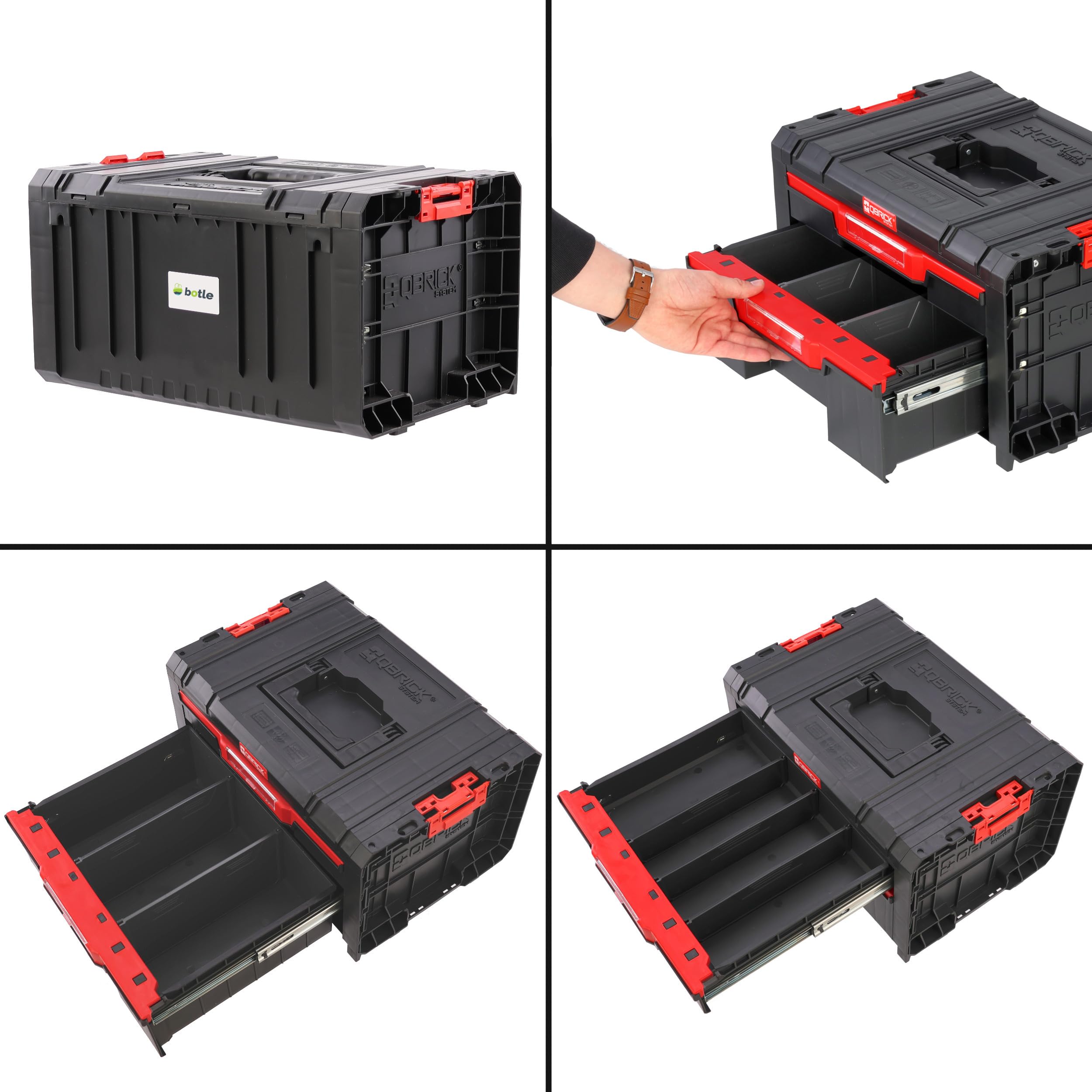 botle Cassetta degli attrezzi con cassetti modulare PRO Montaggio a parete Costruzione rinforzata Plastica Metallo