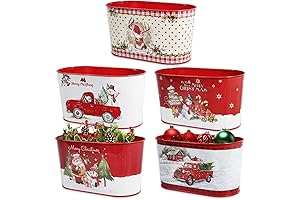 Putuo Decor Set of 5 Empty Galvanized Christmas Baskets