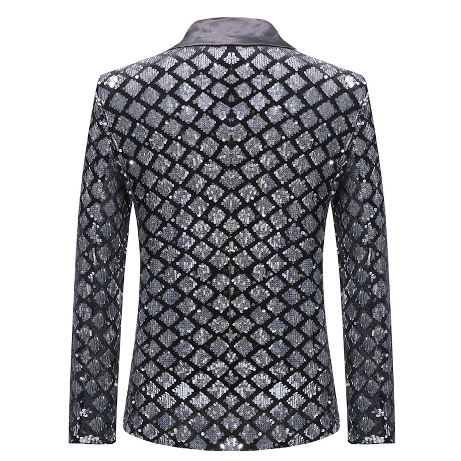 Costume Cosplay Giacca Uomo Brillante Casual Slim Fit Giacca Risvolto Elegante Blazer Costume Di Spettacolo Di Scena Giacca Fit Costume per Matrimonio Festa Cosplay Discoteca Party Club Carnevale