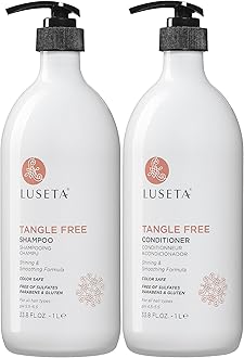 Luseta Tangle Free Routine Shampoo & Conditioner Set for Women and Men Sulfate Free Shampoo and Conditioner for Detangling with Keratin and Argan Oil, Color Safe for Curly and Wavy Hair 2 x 33.8oz