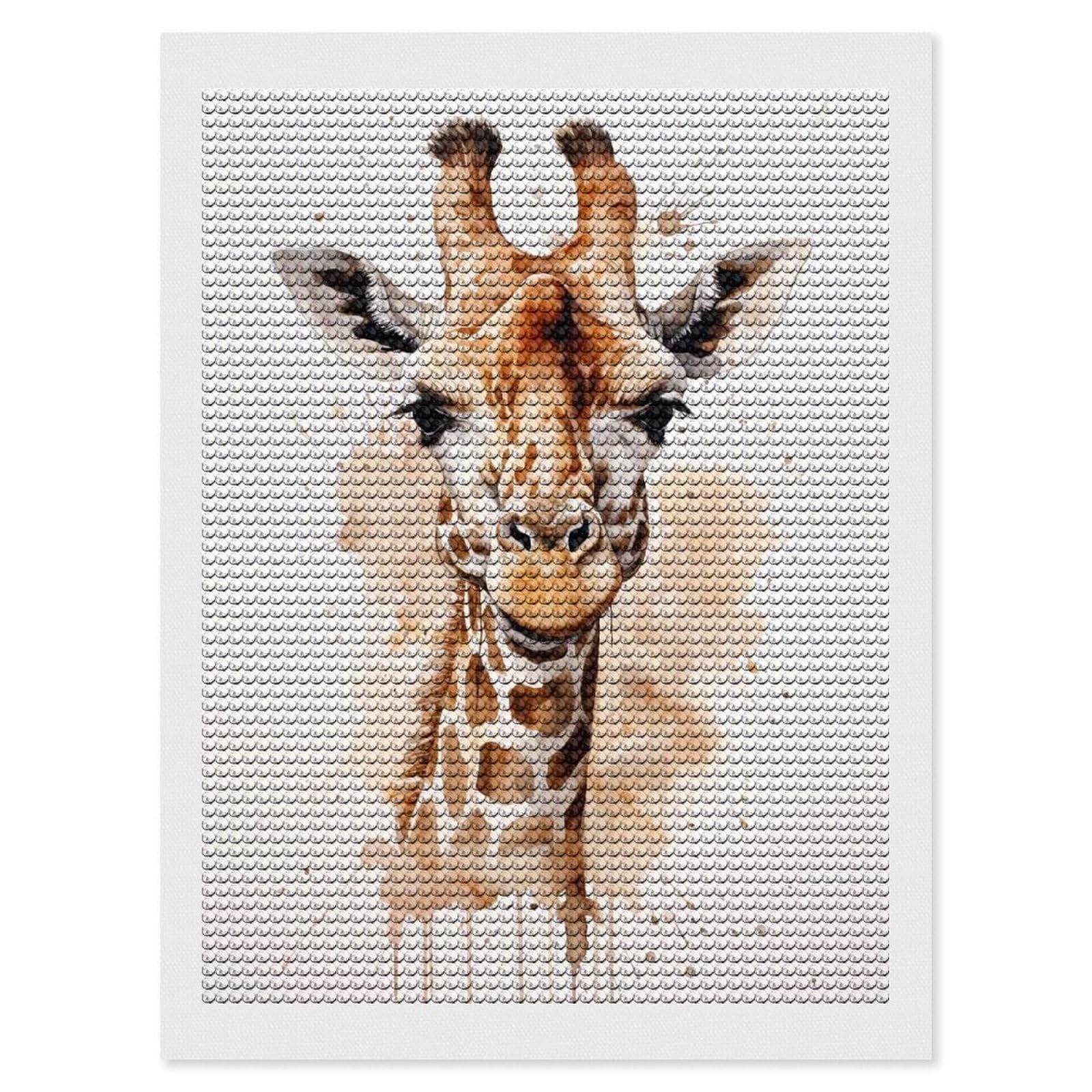 Junmoney Giraffe Watercolor(2) DIY Diamond Art Canvas Kit 12"x16", Farmhouse Decor, Vintage Style Decor, Handmade Wall Decor, Canvas Picture