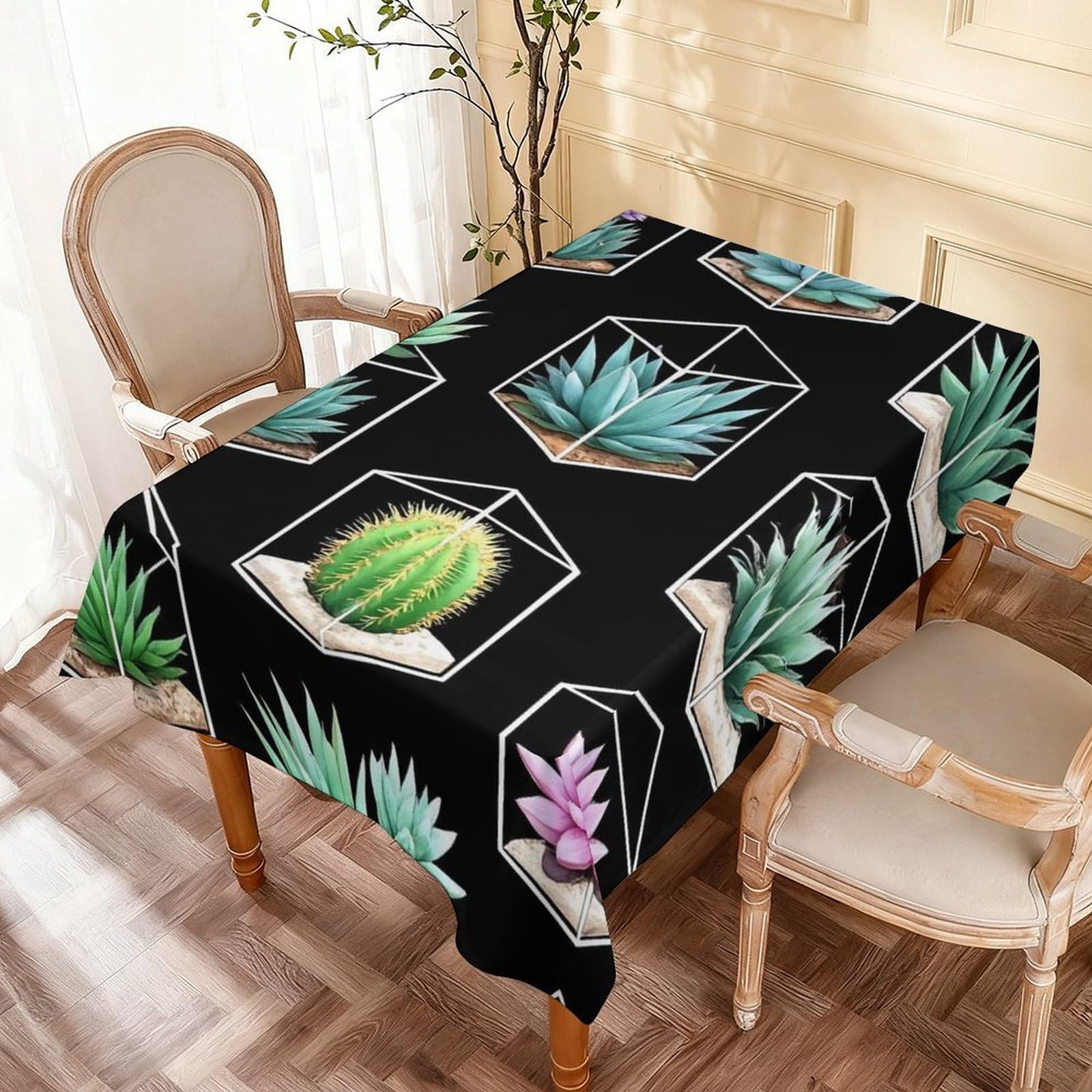 Nappe cactus à fleurs noir pour sublimer votre table de mariage et banquet