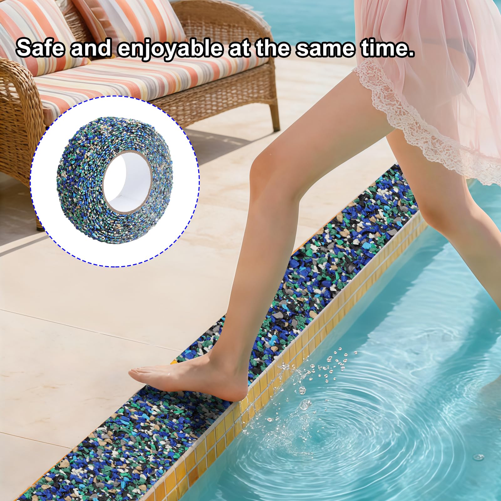 Bande antidérapante en caoutchouc 50mmx5m, autocollante avec petits ciseaux, bande adhésive antidérapante pour escaliers cabines de douche piscines réservoirs d'eau et pièces humides (bleu)