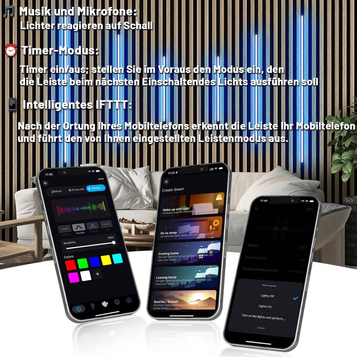 LICHASER 6 Nero Incasso LED Striscia per Pannelli Fonoassorbenti, WiFi Profilo Alluminio per Strisce LED Compatibile con Alexa, Bianca Calda Autoadesiva per Pannelli Acustici (2*32+2*40+2*60 cm)