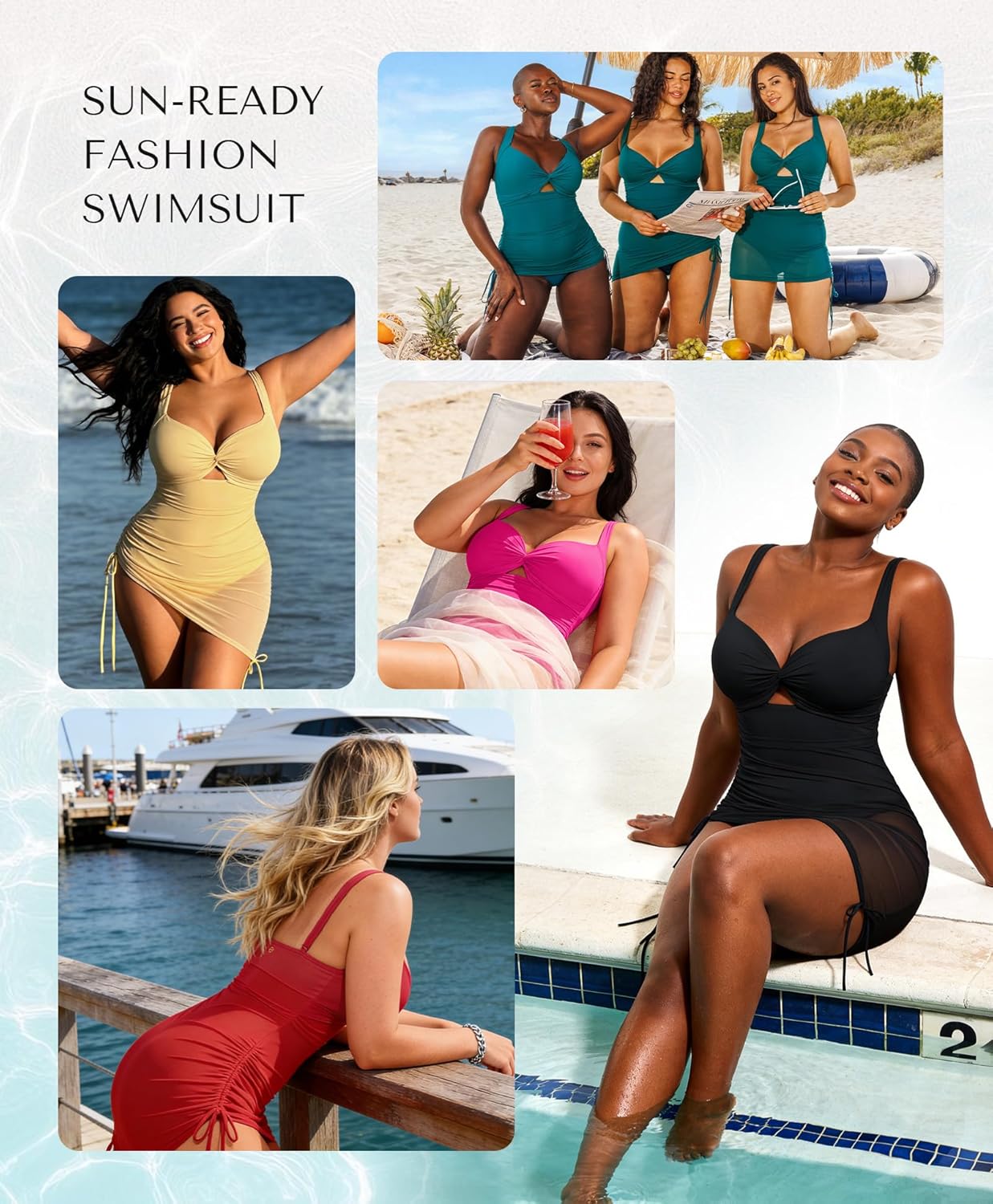 SHAPELLX One Piece Swimsuit Women Tummy Control Full Coverage Bathing Suit with Mesh Wrap Skirt Modest Swim Dress - Image 5