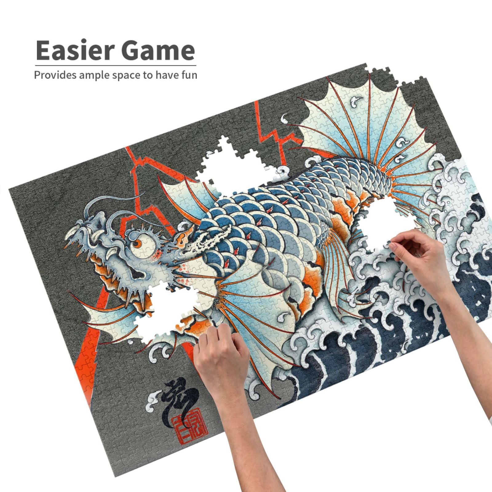 Amazon.co.jp: 龍魚 浮世絵 パズル 1000ピース 木製