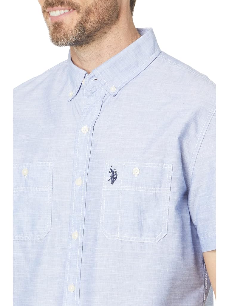 U.S. POLO ASSN. Short Sleeve Solid Eoe Slub Woven Shirt