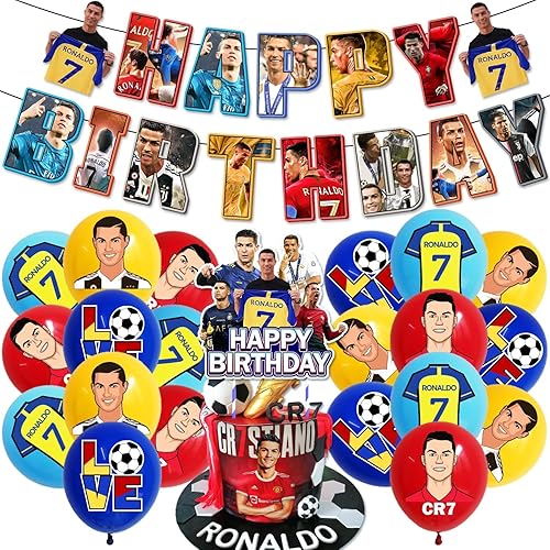 Decoraciones de fiesta de cumpleaños de fútbol, pancarta de superestrella de fútbol, decoraciones de globos de cumpleaños, decoración de tarta,